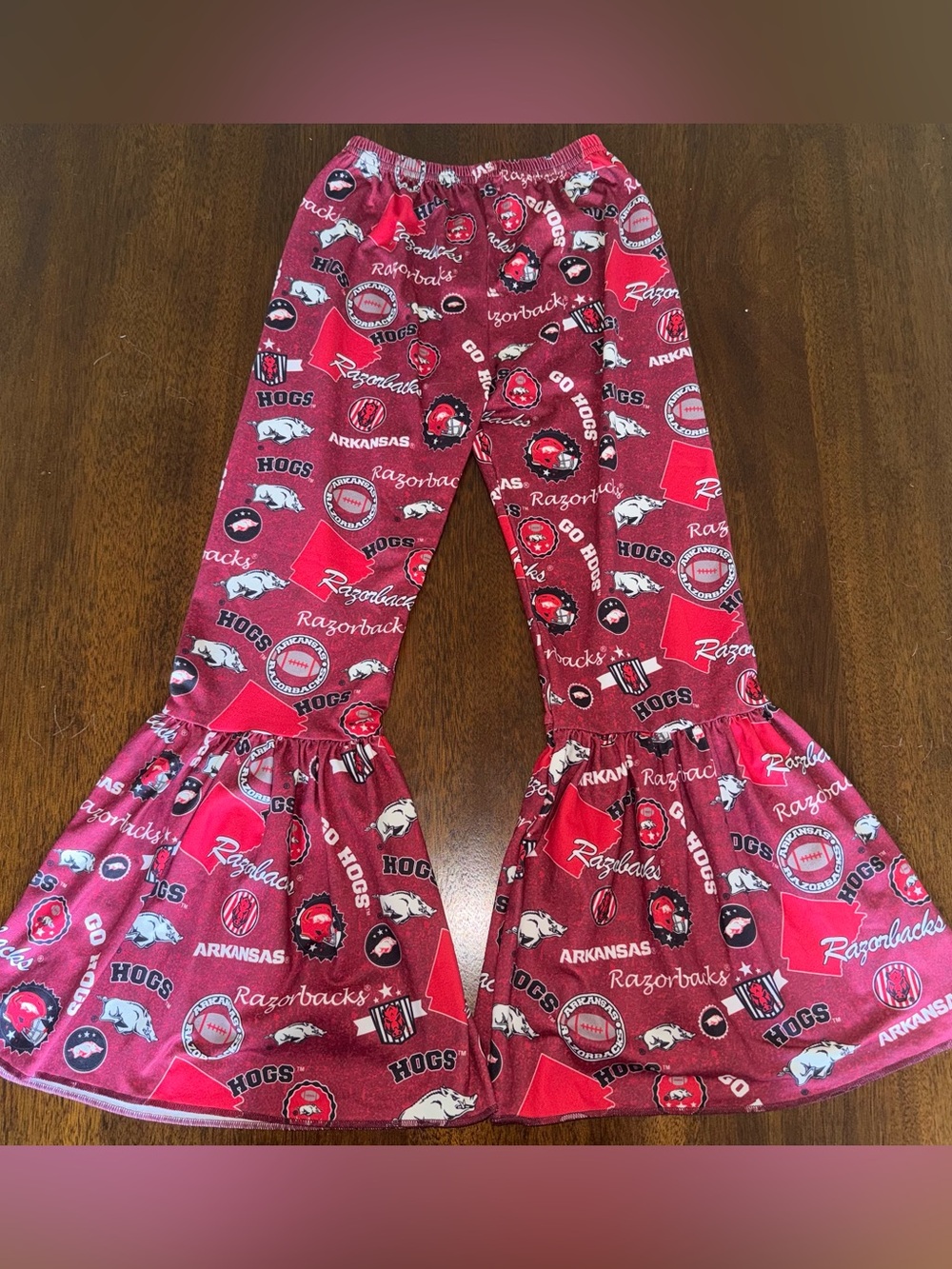 Arkansas Razorbacks "Hogs" Girl’s Bell Bottom Ruffle Flare Red Size 7 / 8